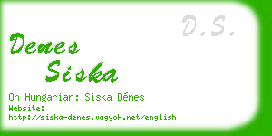 denes siska business card